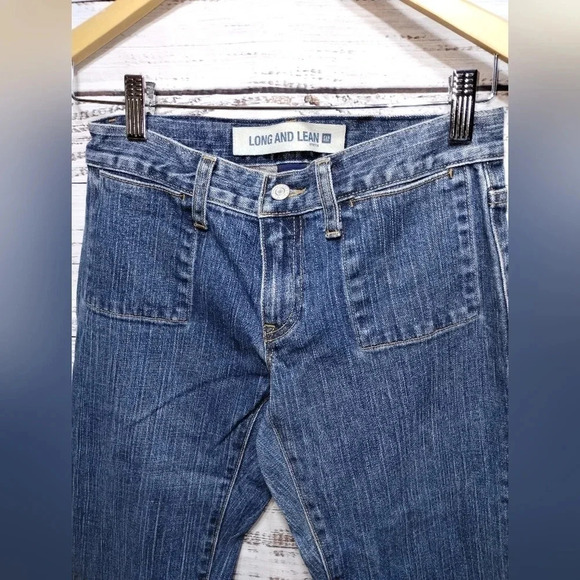 Gap Denim Jeans Medium Blue Y2K 2002 size 2R Long Lean Pockets Flare - Picture 4 of 7